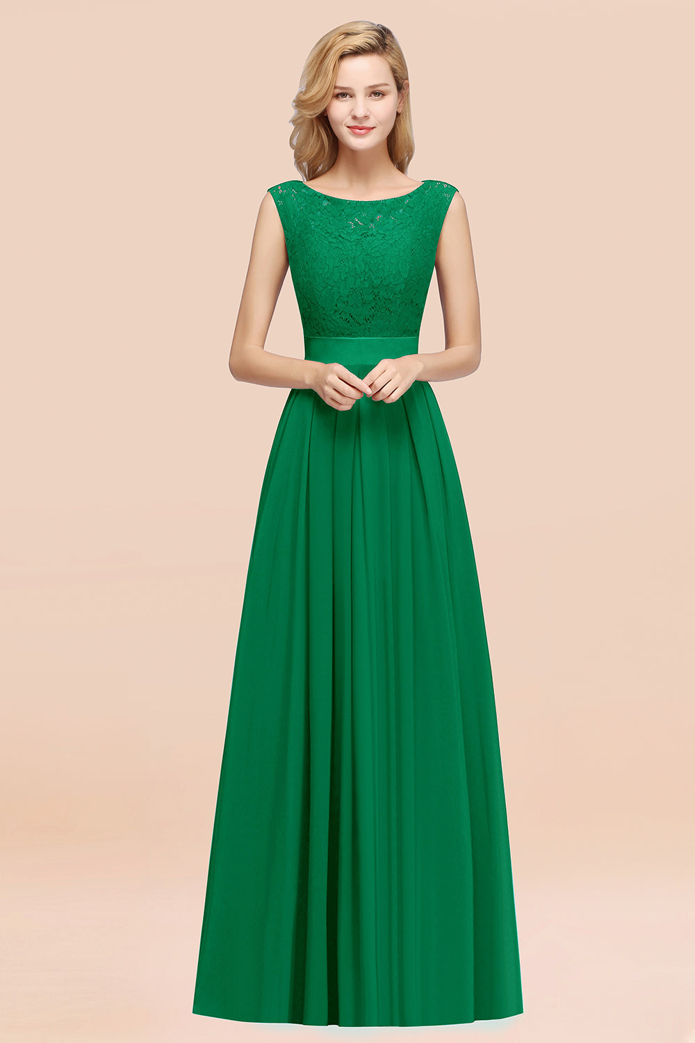 Vintage Sleeveless Lace Bridesmaid Dresses Affordable Chiffon Wedding Party Dress Online