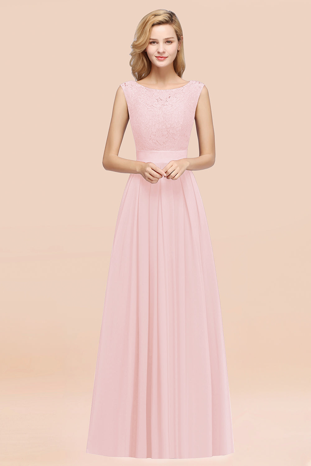 Vintage Sleeveless Lace Bridesmaid Dresses Affordable Chiffon Wedding Party Dress Online