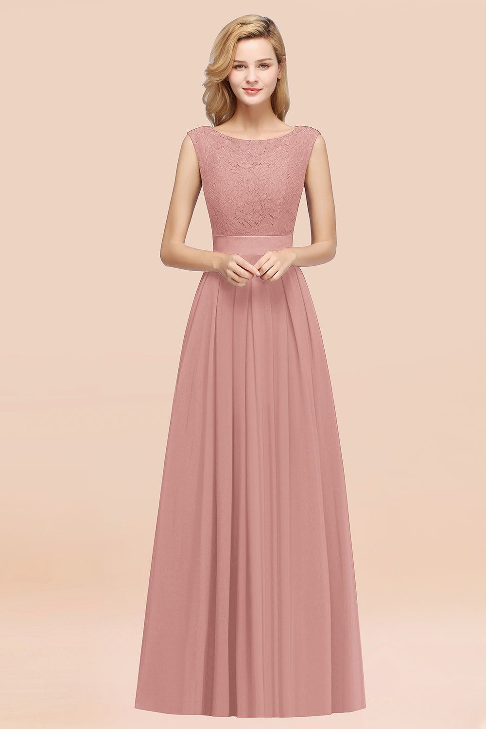 Vintage Sleeveless Lace Bridesmaid Dresses Affordable Chiffon Wedding Party Dress Online