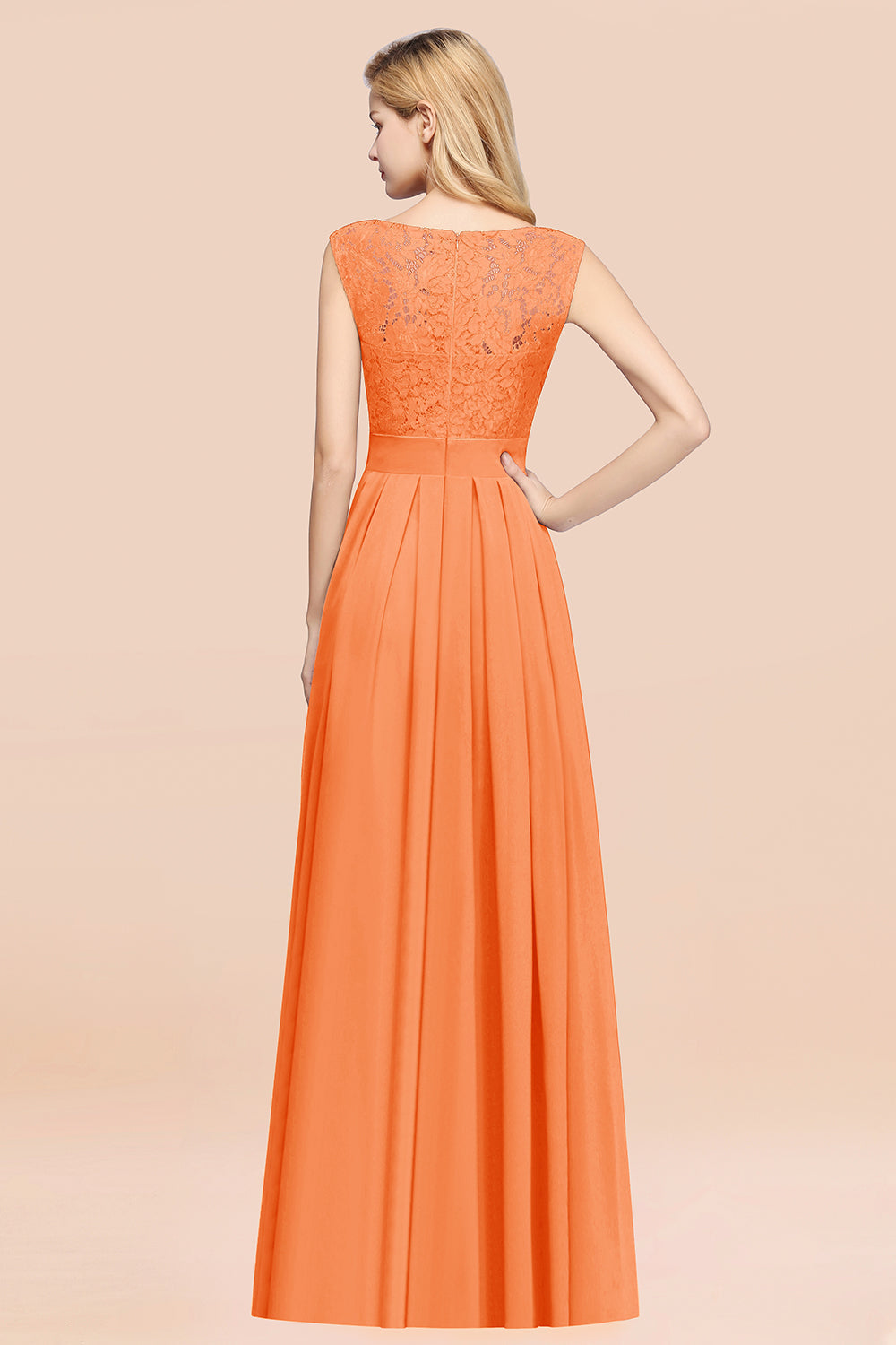 Vintage Sleeveless Lace Bridesmaid Dresses Affordable Chiffon Wedding Party Dress Online