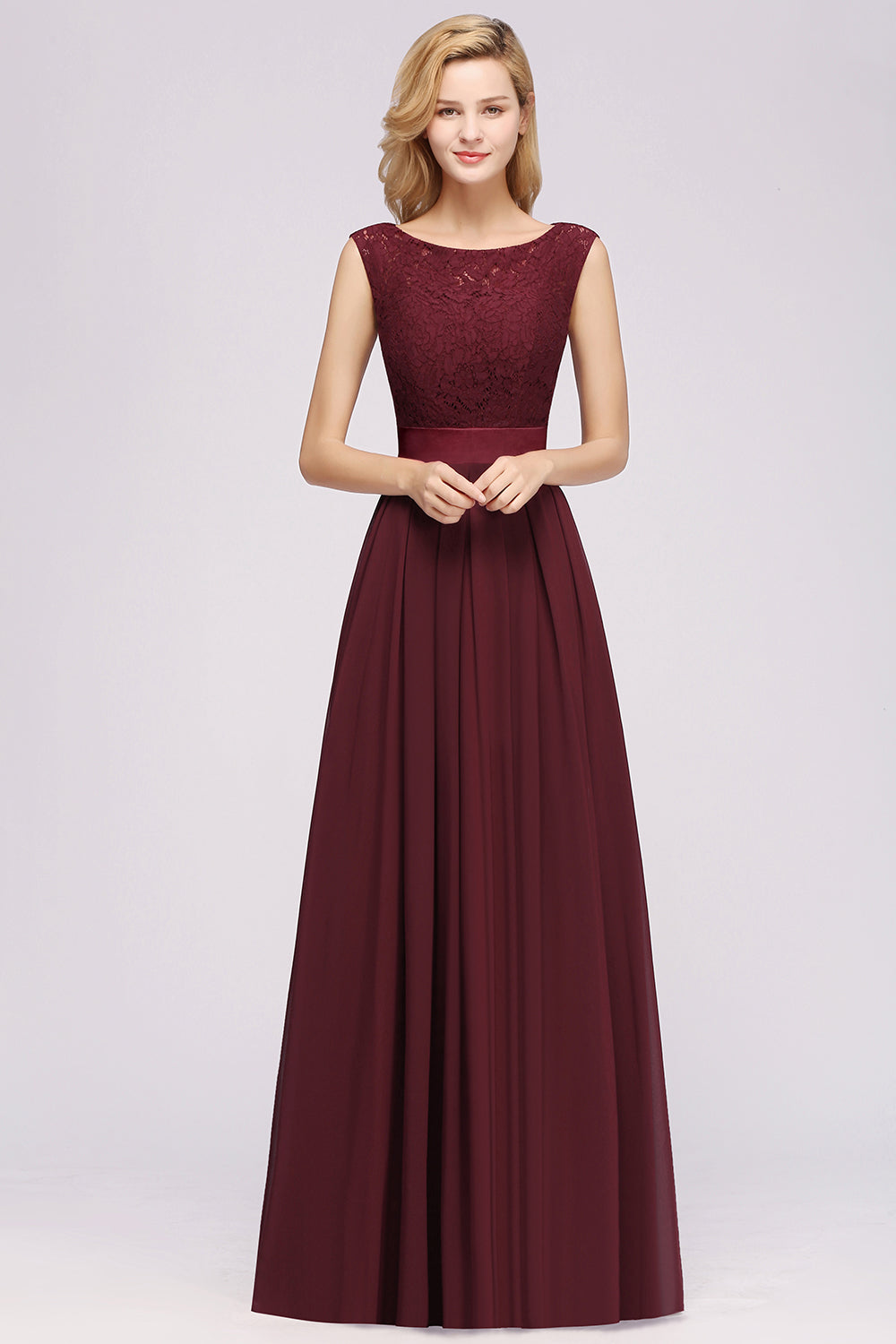 Vintage Sleeveless Lace Bridesmaid Dresses Affordable Chiffon Wedding Party Dress Online