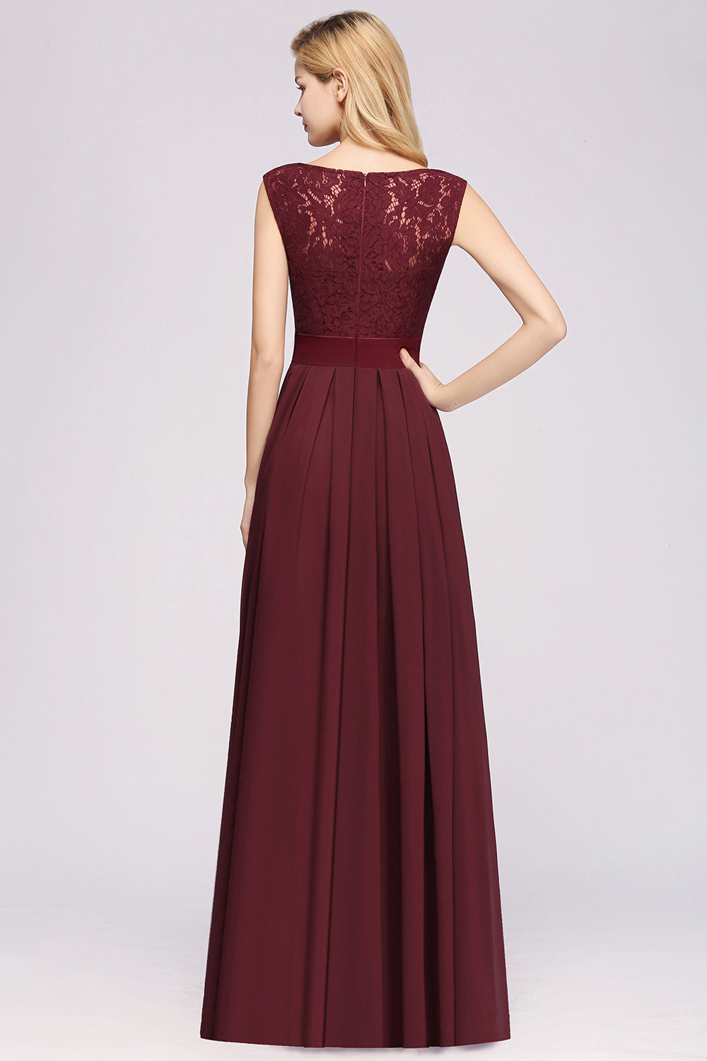 Vintage Sleeveless Lace Bridesmaid Dresses Affordable Chiffon Wedding Party Dress Online