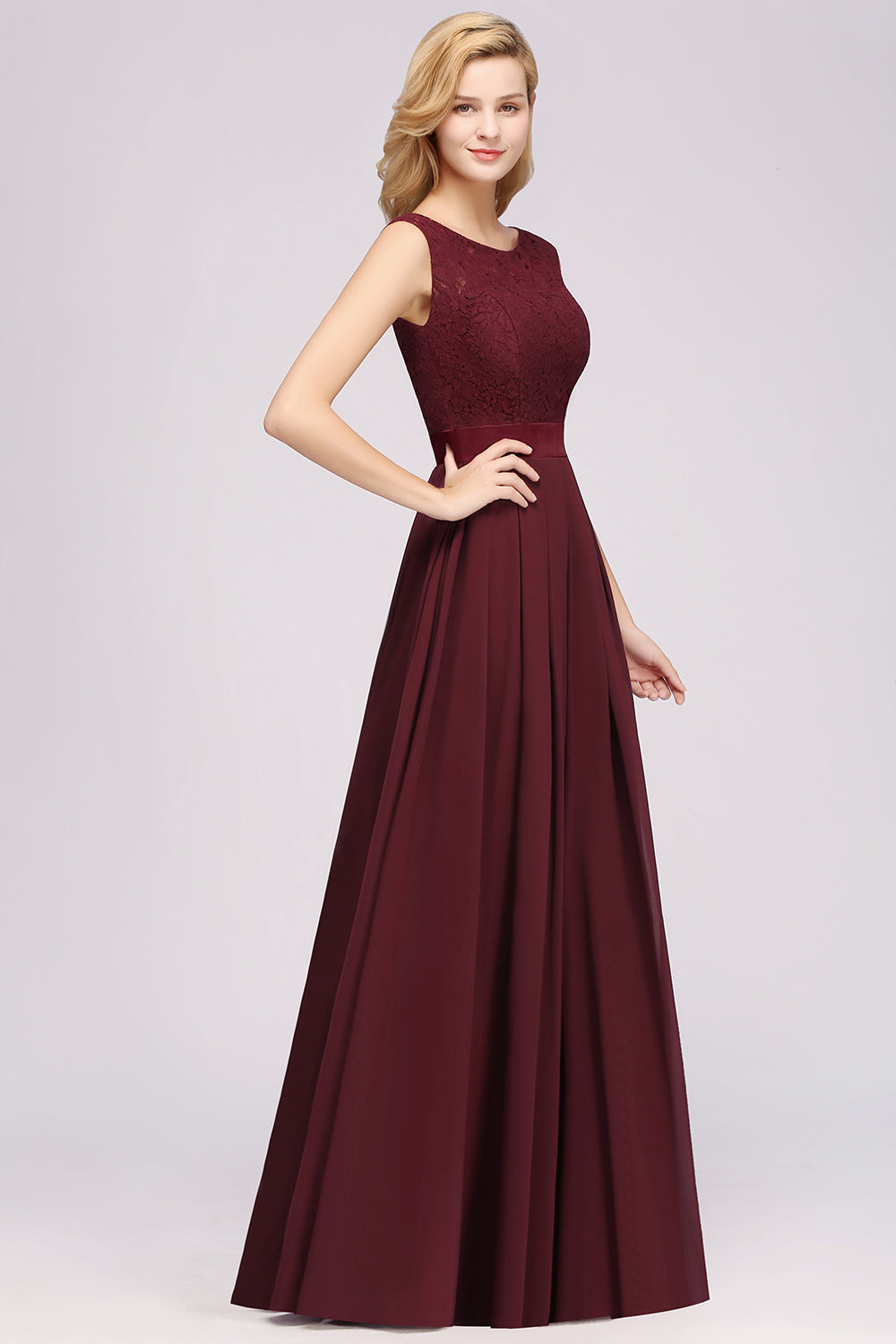 Vintage Sleeveless Lace Bridesmaid Dresses Affordable Chiffon Wedding Party Dress Online