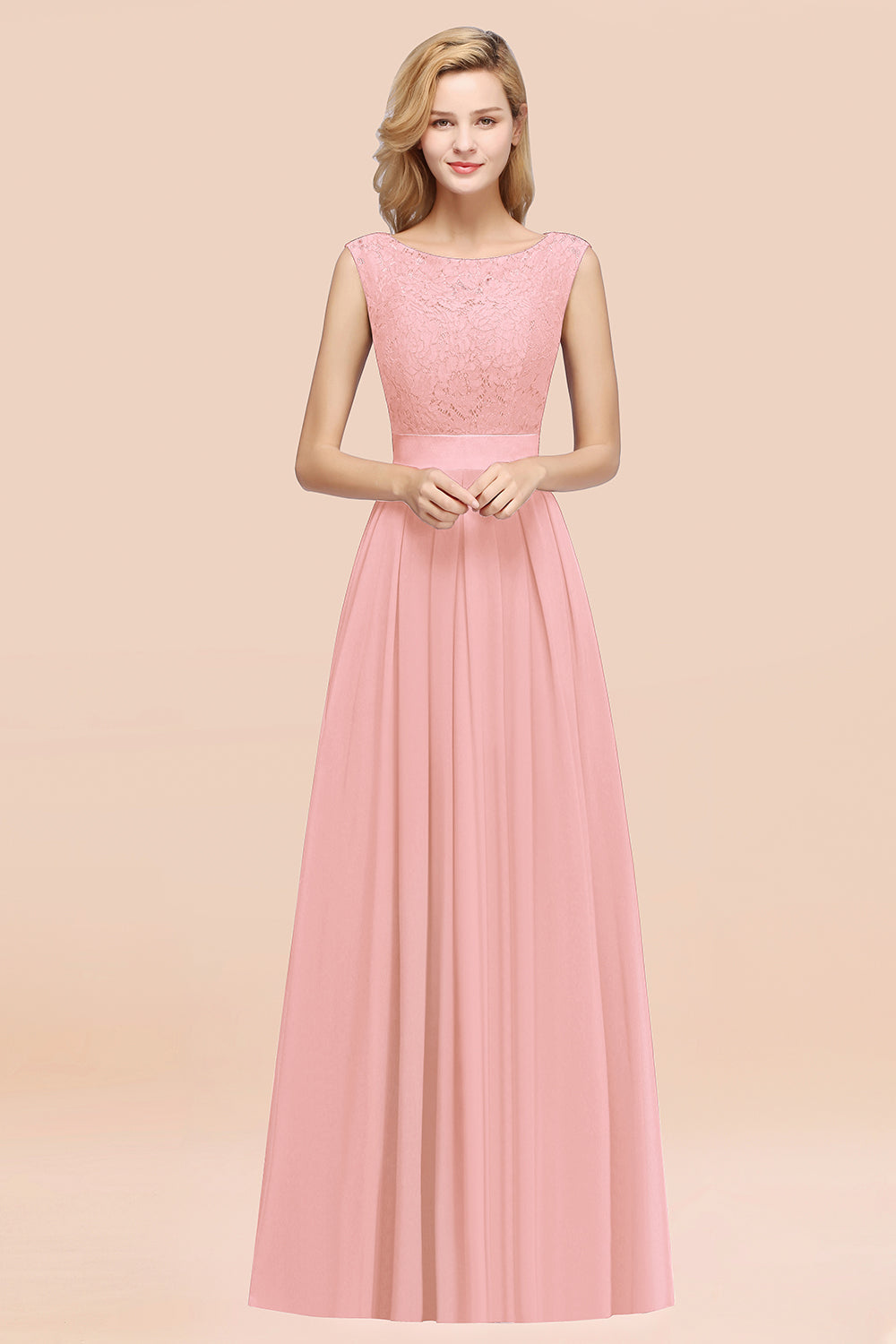 Vintage Sleeveless Lace Bridesmaid Dresses Affordable Chiffon Wedding Party Dress Online