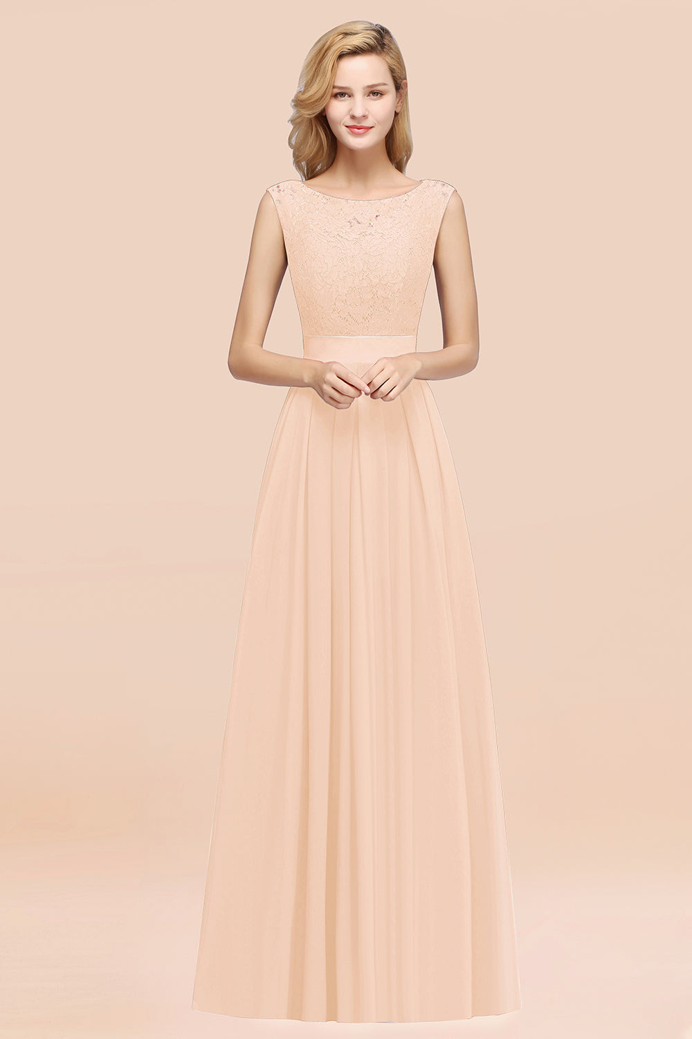 Vintage Sleeveless Lace Bridesmaid Dresses Affordable Chiffon Wedding Party Dress Online