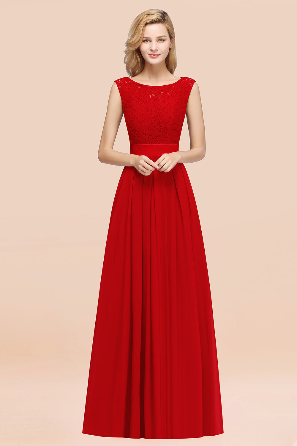 Vintage Sleeveless Lace Bridesmaid Dresses Affordable Chiffon Wedding Party Dress Online