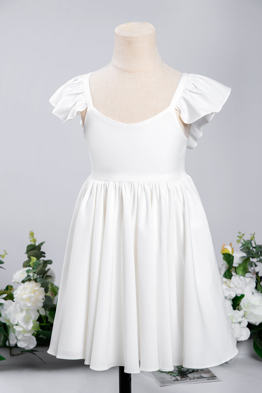 White Cap Sleeve Little Flower Girl Dress Online