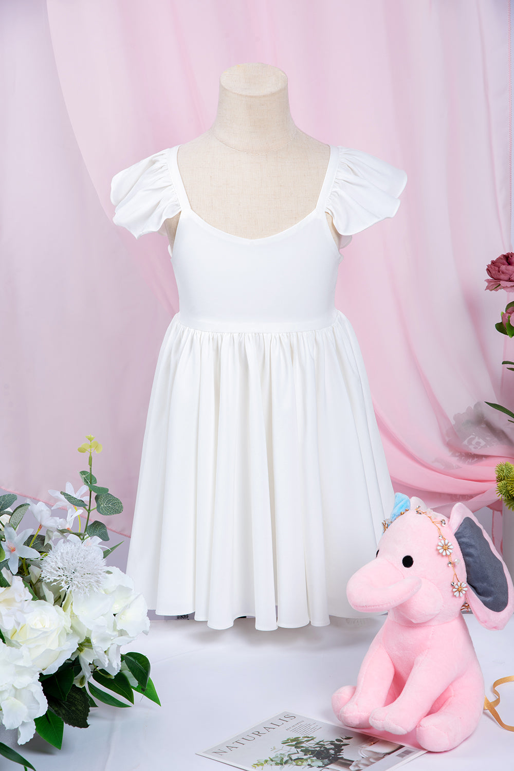 White Cap Sleeve Little Flower Girl Dress Online