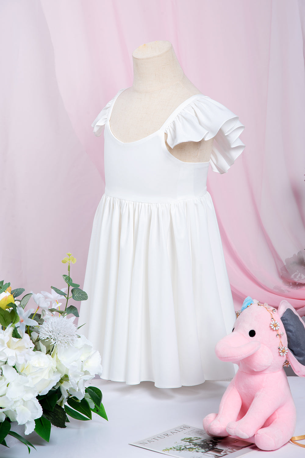 White Cap Sleeve Little Flower Girl Dress Online