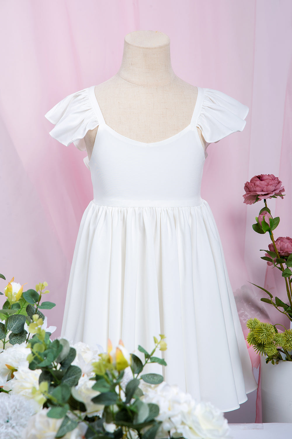 White Cap Sleeve Little Flower Girl Dress Online