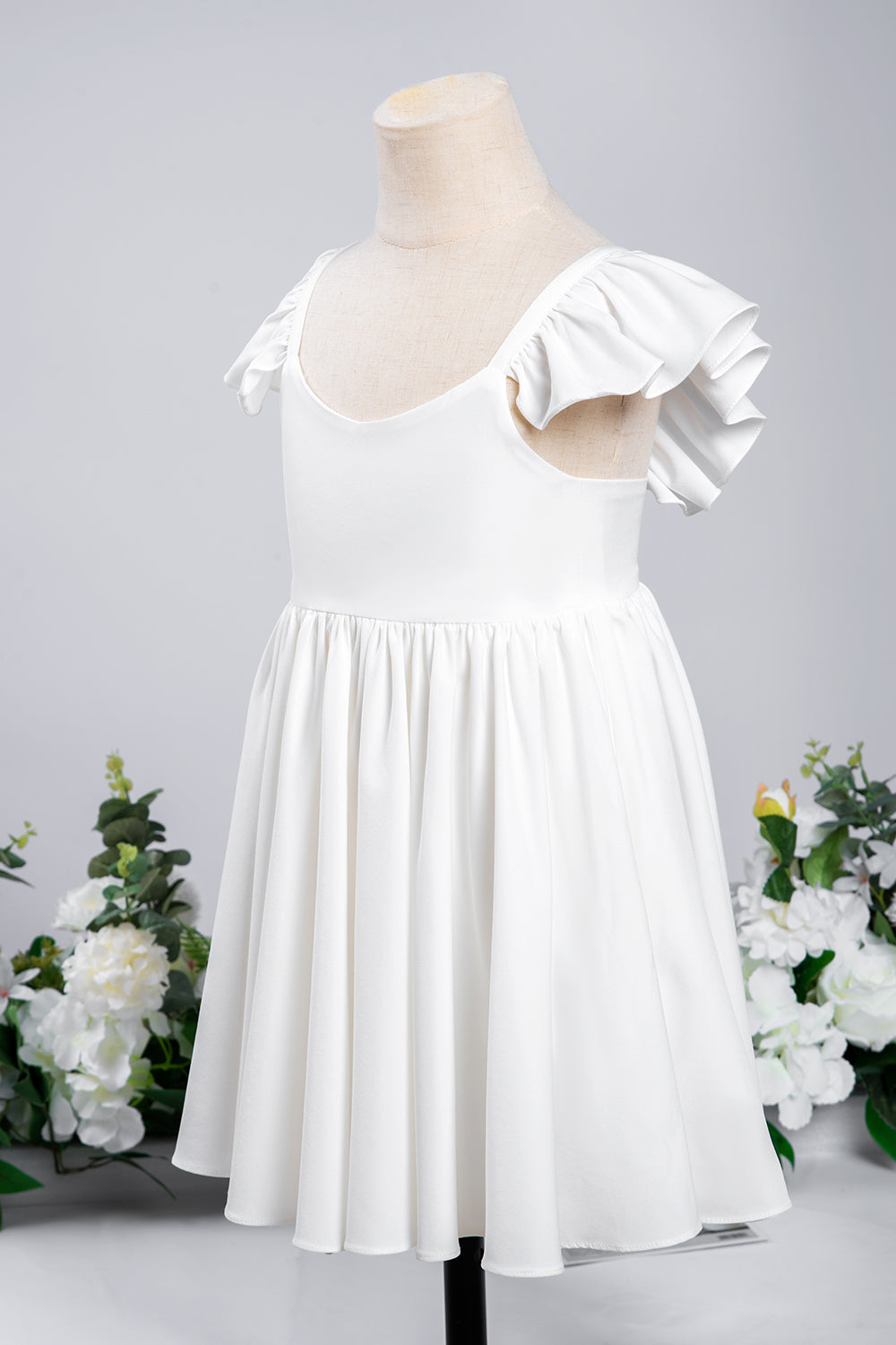 White Cap Sleeve Little Flower Girl Dress Online