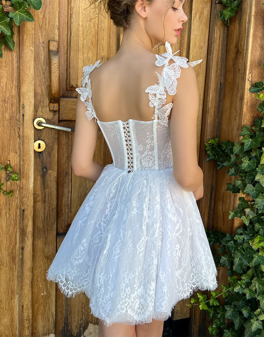 Fiona A-Line Sweetheart White Corset Homecoming Dress Newinlook Fiona A-Line Sweetheart White Corset Homecoming Dress Newinlook